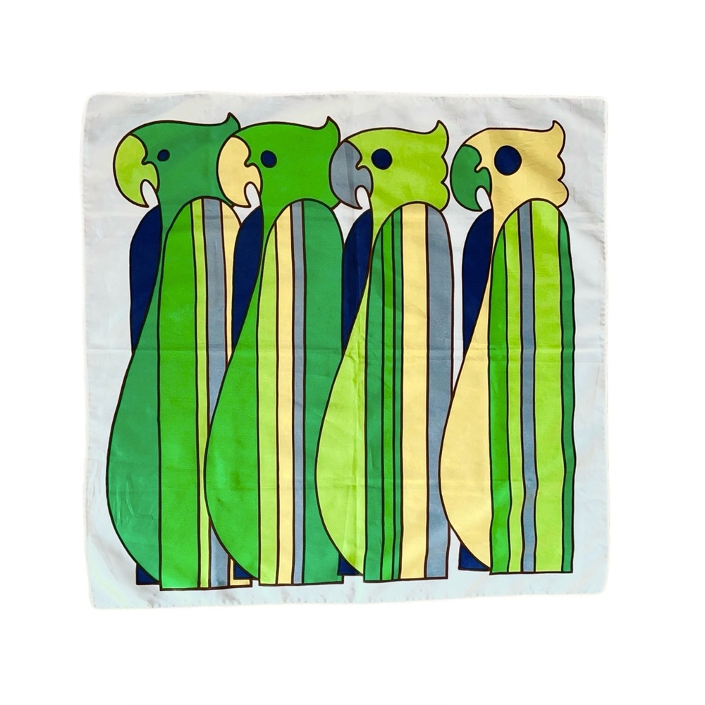 VTG Mid-Century Modern Colorful Parrot Print Scarf MOD Pop Art